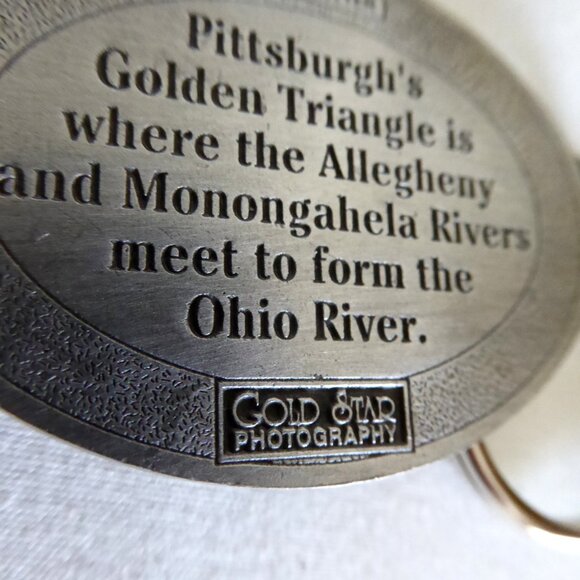 VINTAGE NEW SOLID PEWTER EMBOSSED PITTSBURGH PENNSYLVANIA KEYCHAIN KEY RING - Picture 7 of 8